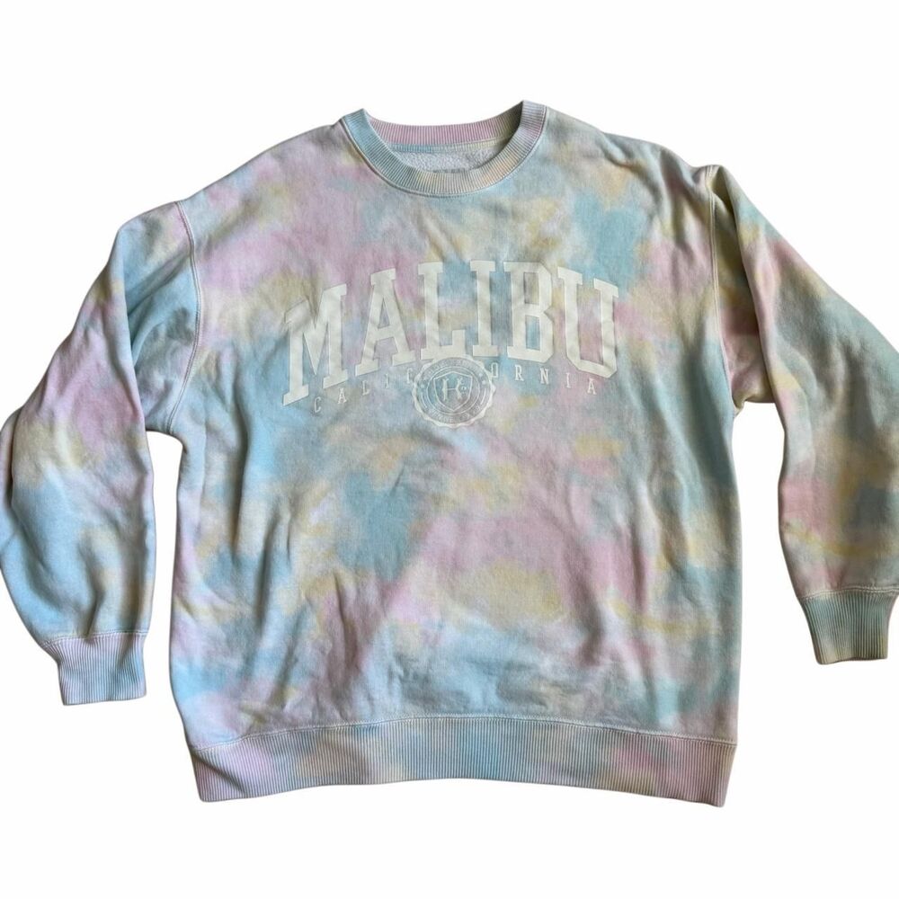 Hollister Pastel Tie Dye Malibu California Crewneck Sweatshirt Size M